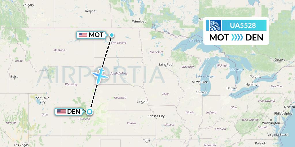 UA5528 United Airlines Flight Map: Minot to Denver