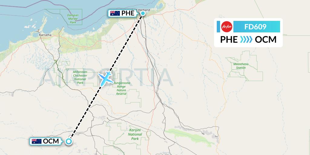 FD609 Thai AirAsia Flight Map: Port Hedland to Boolgeeda