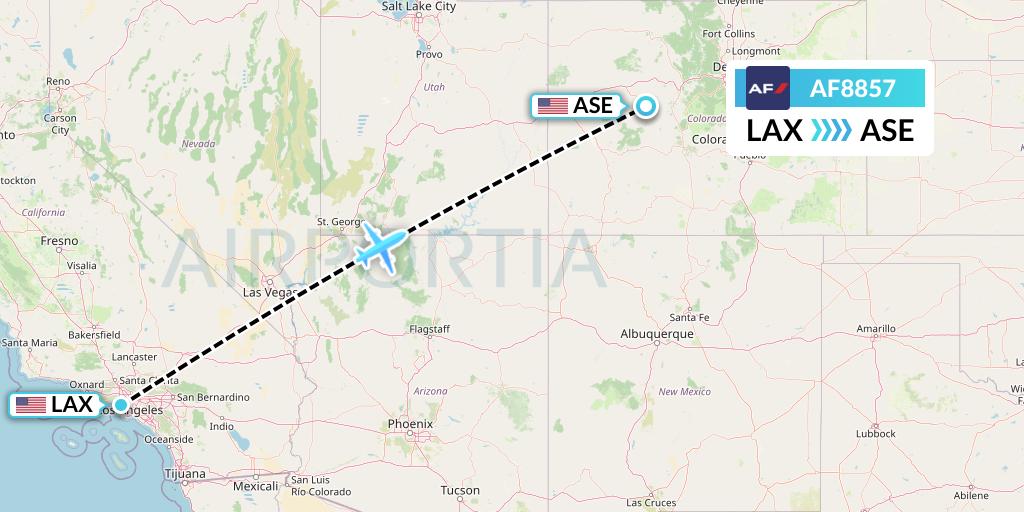 AF8857 Air France Flight Map: Los Angeles to Aspen