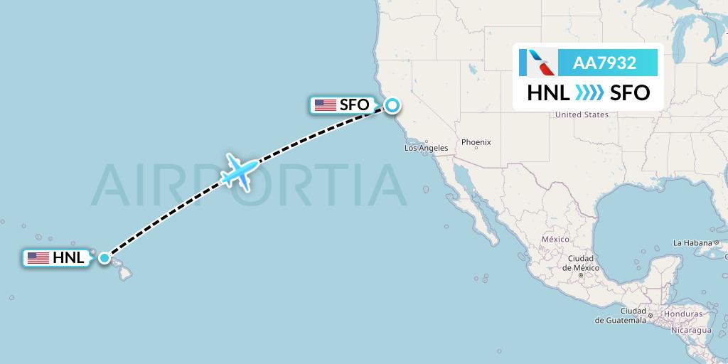 AA7932 American Airlines Flight Map: Honolulu to San Francisco
