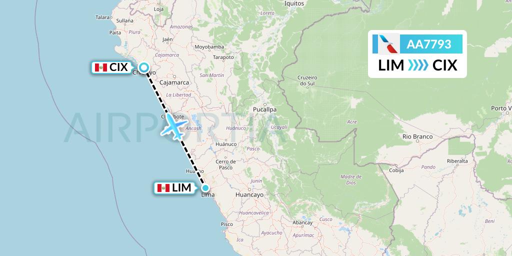 AA7793 American Airlines Flight Map: Lima to Chiclayo