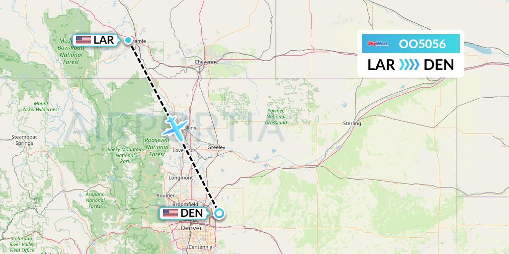 OO5056 SkyWest Airlines Flight Map: Laramie to Denver