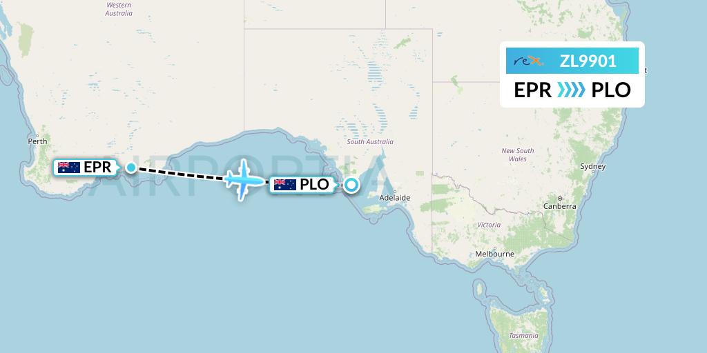 ZL9901 Regional Express Flight Map: Esperance to Port Lincoln