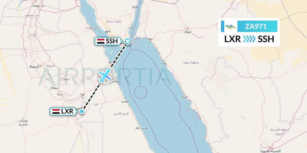ZA971 Sky Angkor Airlines Flight Map: Luxor to Sharm el-Sheikh