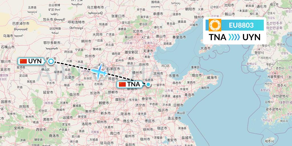 EU8803 Chengdu Airlines Flight Map: Jinan to Yulin