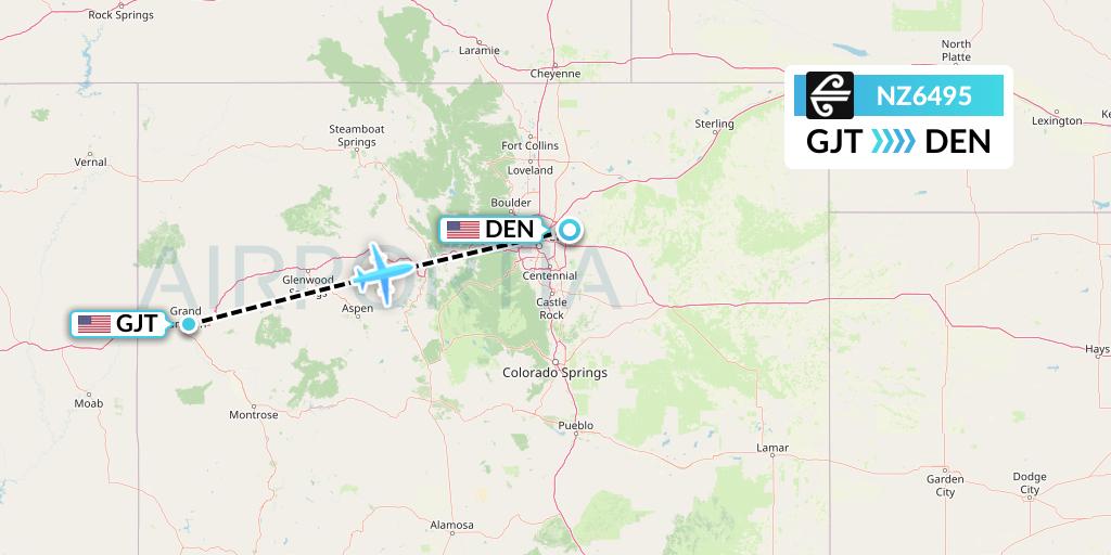 NZ6495 Air New Zealand Flight Map: Grand Junction to Denver