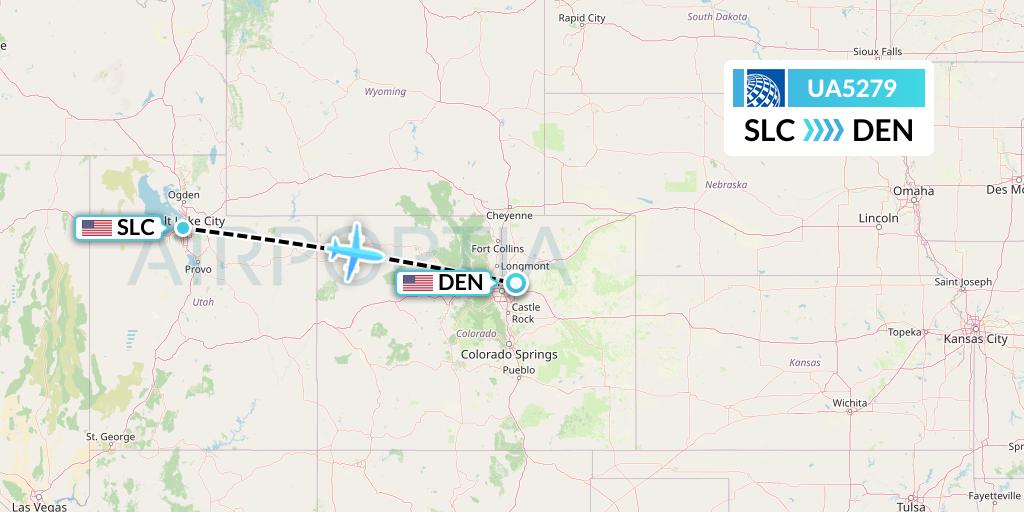 UA5279 United Airlines Flight Map: Salt Lake City to Denver
