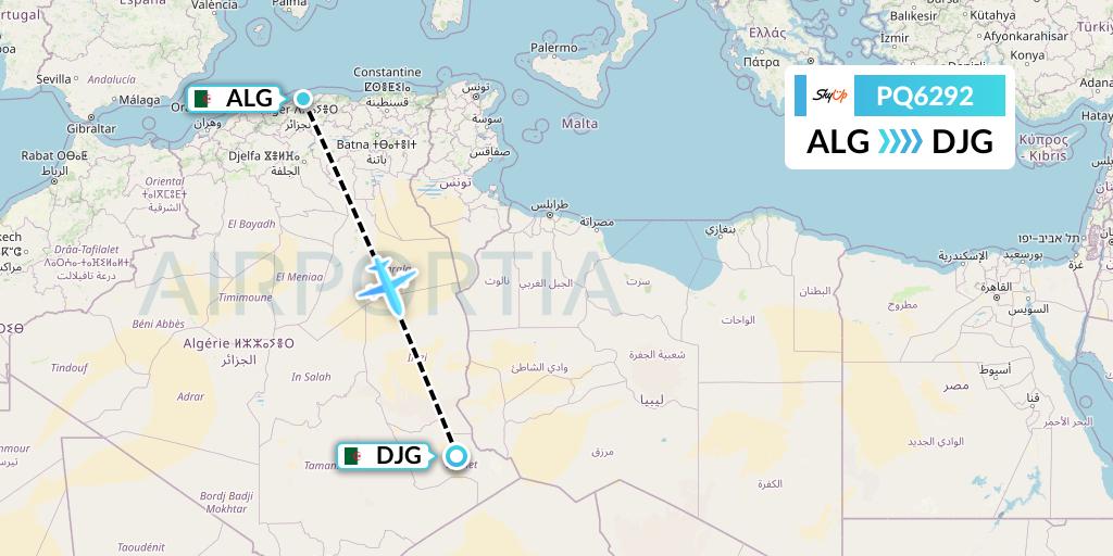 PQ6292 SkyUp Airlines Flight Map: Algiers to Djanet