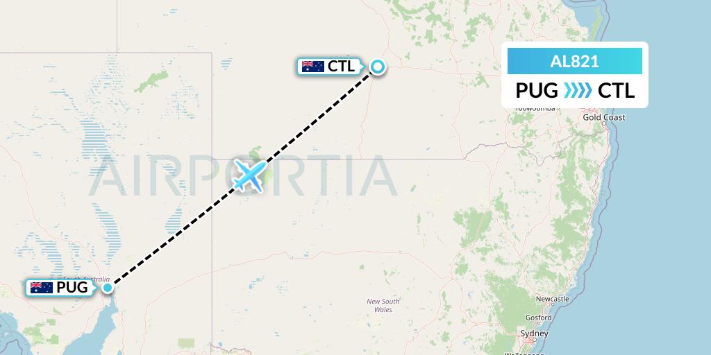 AL821 Air Leisure Flight Map: Port Augusta to Charleville