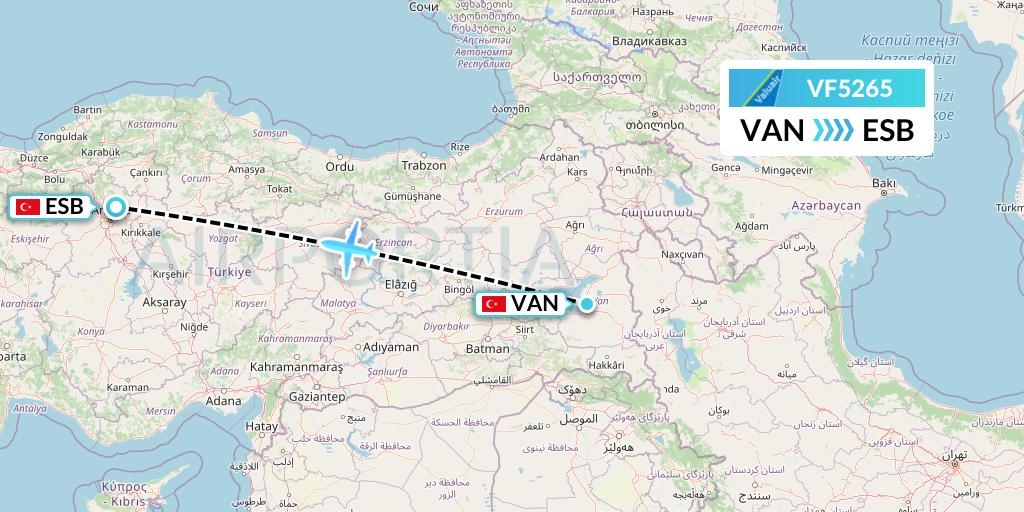 VF5265 ValuAir Flight Map: Van to Ankara