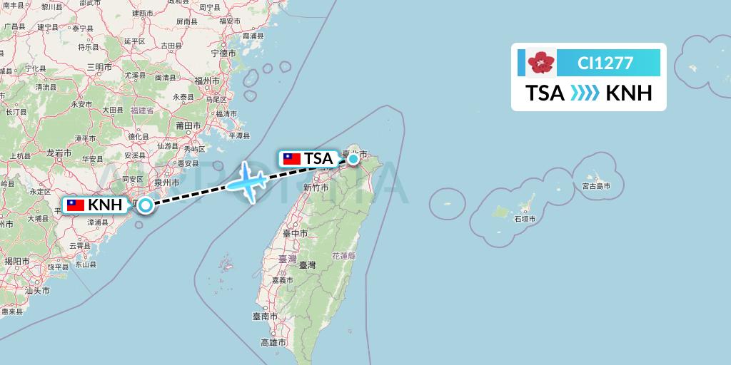 CI1277 China Airlines Flight Map: Taipei to Kinmen