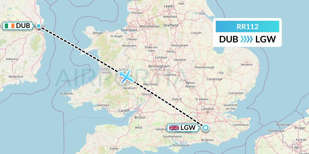 RR112 Royal Air Force Flight Map: Dublin to London
