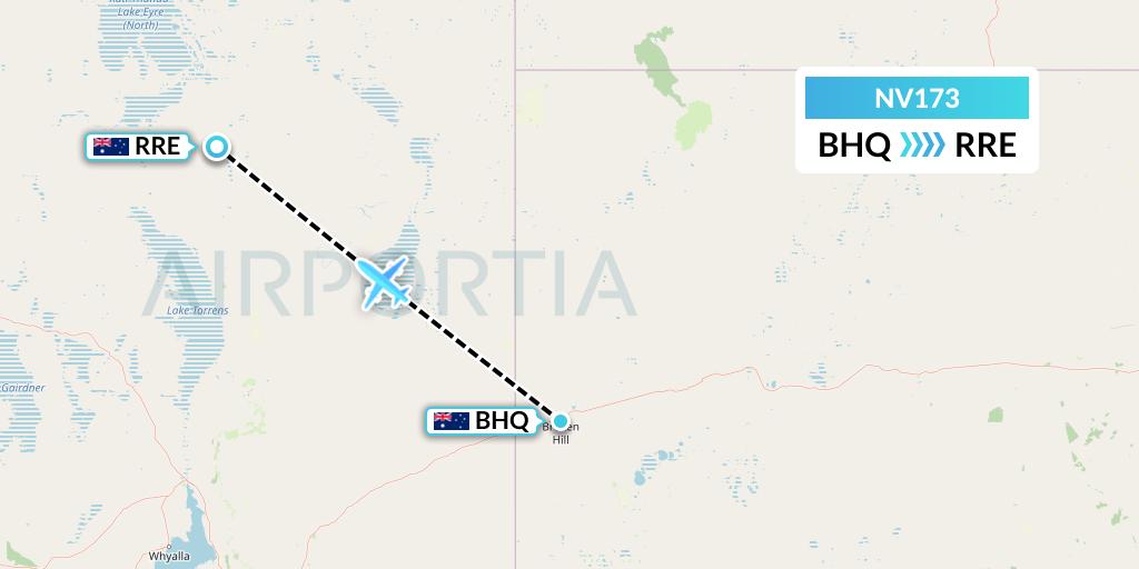 NV173 Naft Airlines Flight Map: Broken Hill to Australia