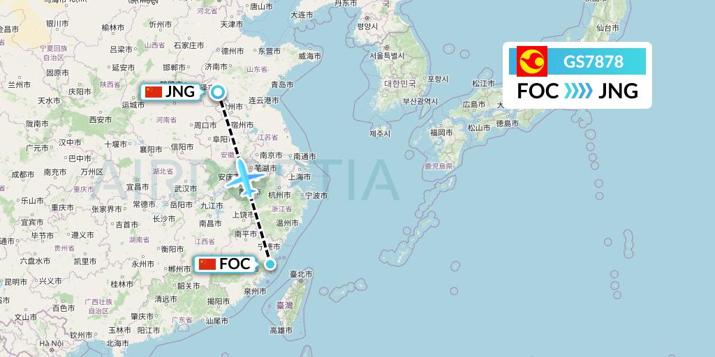 GS7878 Tianjin Airlines Flight Map: Fuzhou to Jining
