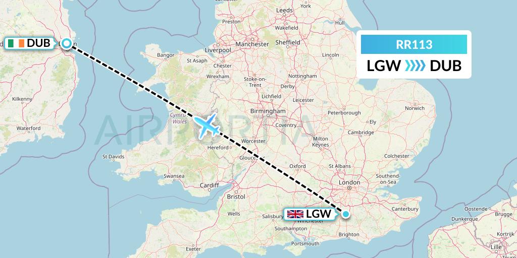 RR113 Royal Air Force Flight Map: London to Dublin