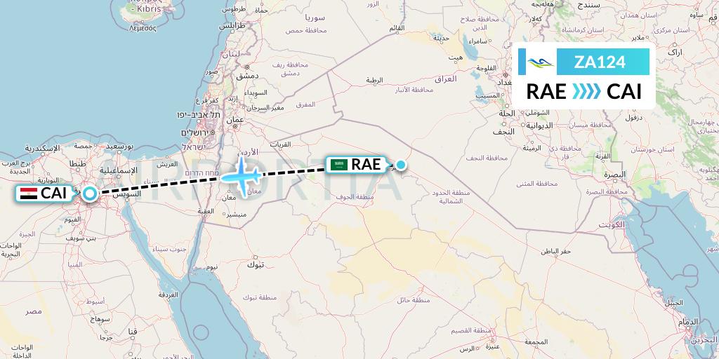 ZA124 Sky Angkor Airlines Flight Map: Arar to Cairo