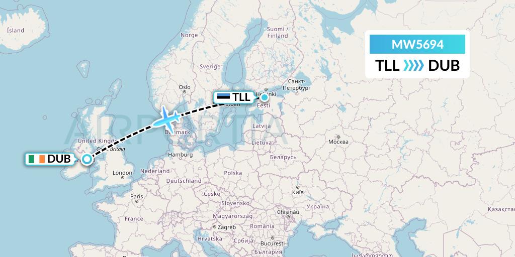 MW5694 Mokulele Flight Service Flight Map: Tallinn to Dublin