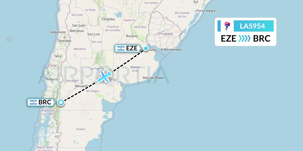 LA5954 LAN Airlines Flight Map: Buenos Aires to San Carlos de Bariloche