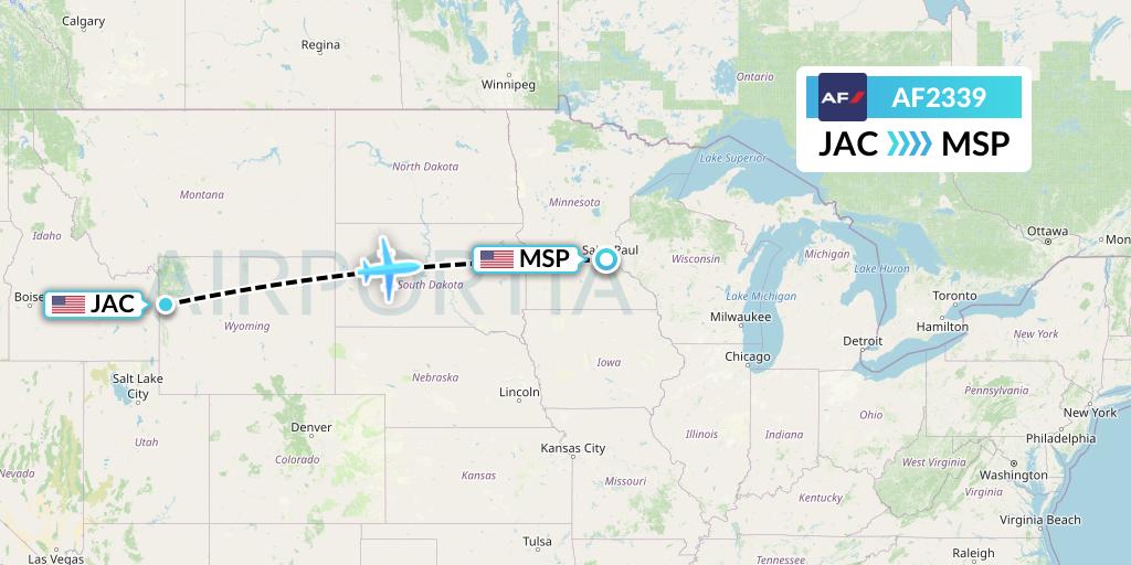 AF2339 Air France Flight Map: Jackson to Minneapolis