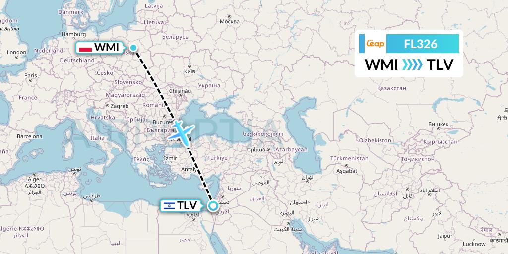 FL326 AirTran Flight Map: Warsaw to Tel Aviv