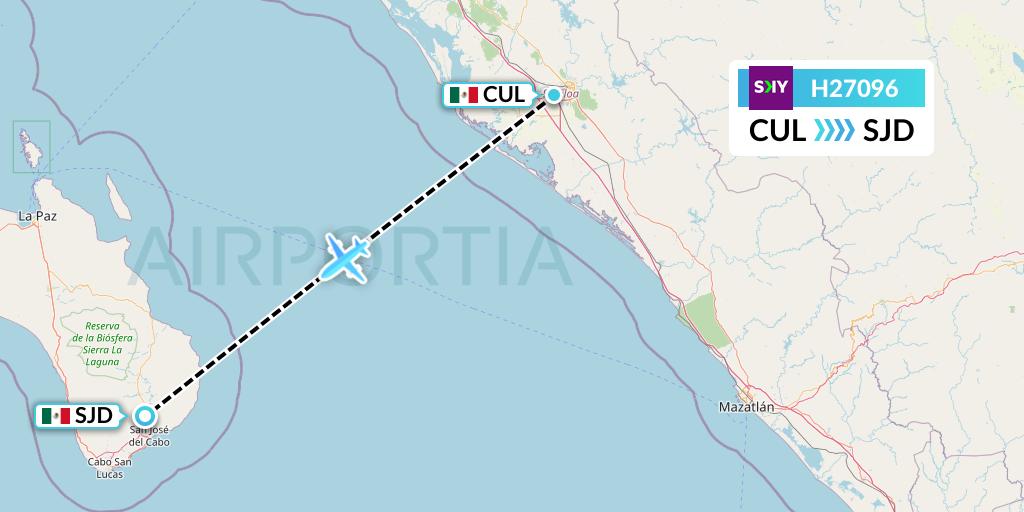 H27096 Sky Airline Flight Map: Culiacan to San Jose del Cabo