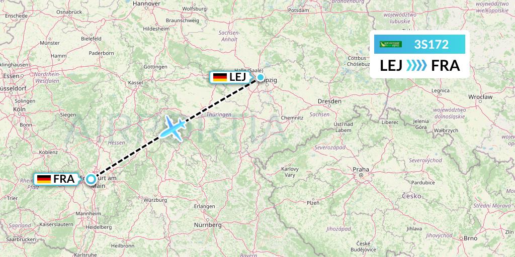 3S172 Air Antilles Express Flight Map: Leipzig to Frankfurt