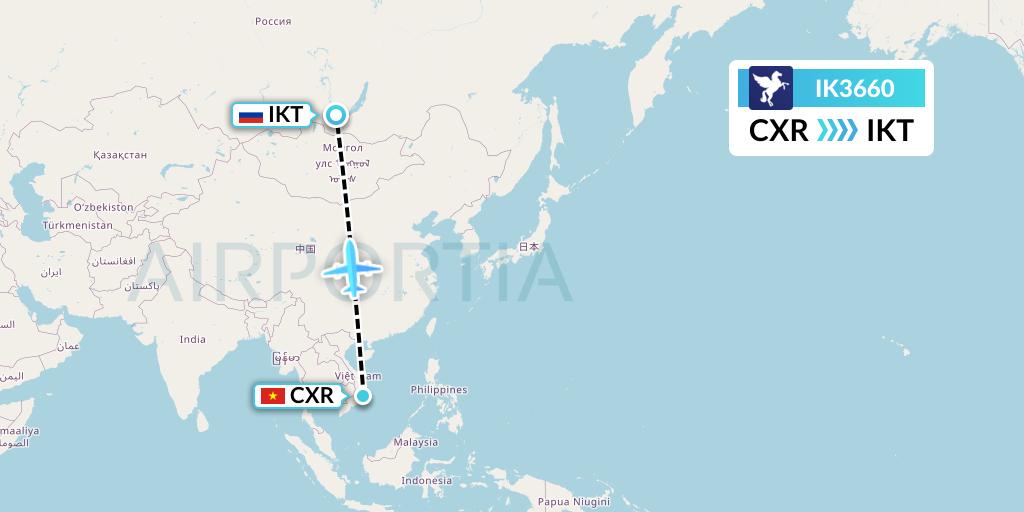 IK3660 Air Kiribati Flight Map: Nha Trang to Irkutsk
