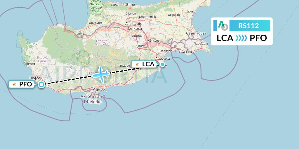 RS112 Air Seoul Flight Map: Larnaca to Pafos