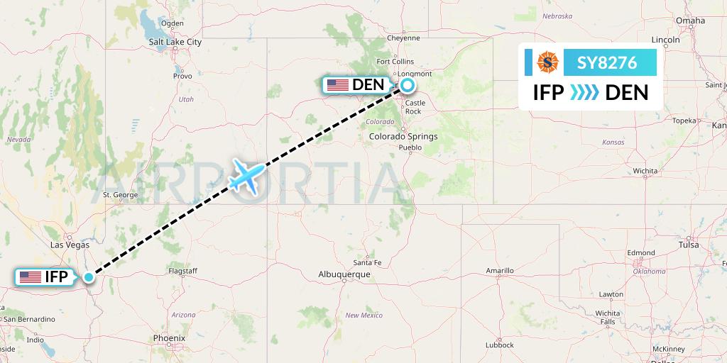 SY8276 Sun Country Airlines Flight Map: Bullhead City to Denver