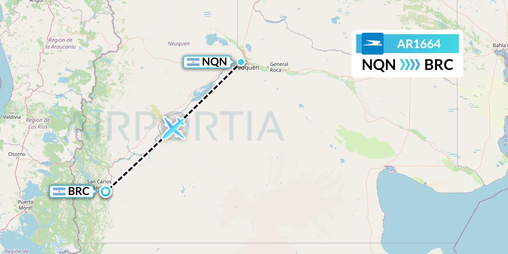 AR1664 Aerolineas Argentinas Flight Map: Neuquen to San Carlos de Bariloche