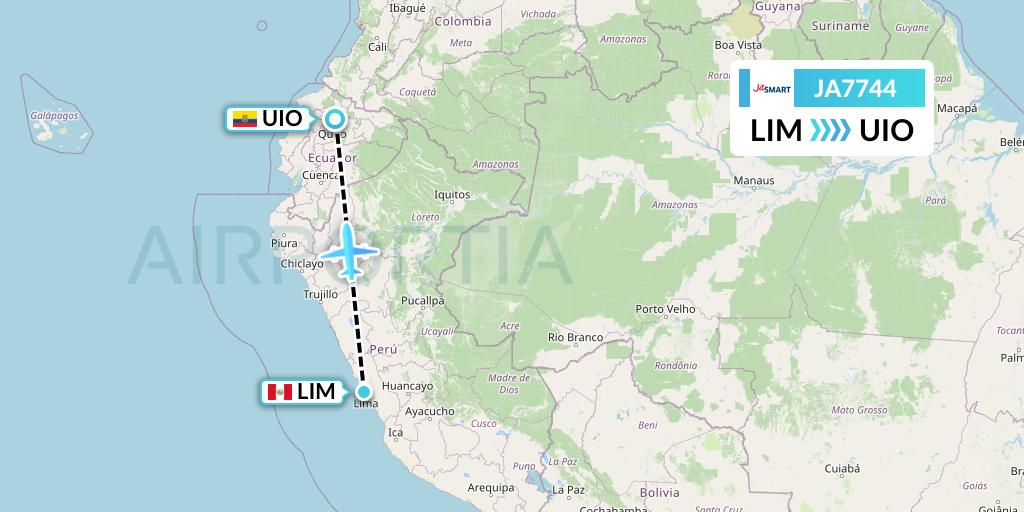 JA7744 JetSMART Flight Map: Lima to Quito
