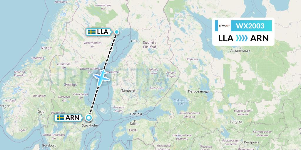 WX2003 Cityjet Flight Map: Lulea to Stockholm