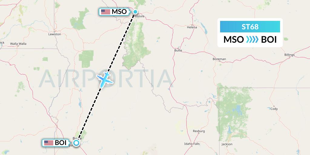 ST68 Air Thanlwin Flight Map: Missoula to Boise
