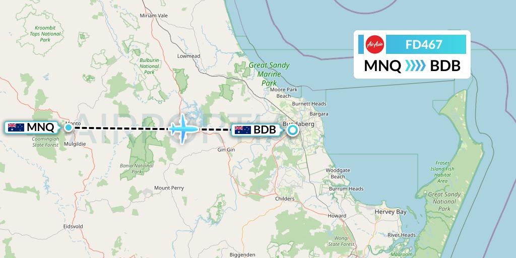 FD467 Thai AirAsia Flight Map: Australia to Bundaberg