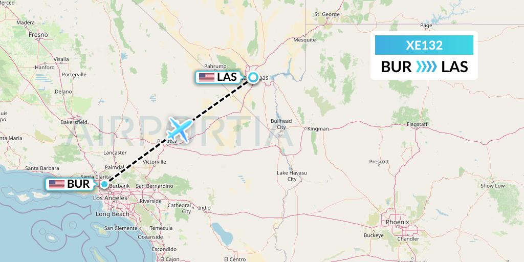 XE132 Jsx Flight Map: Burbank to Las Vegas