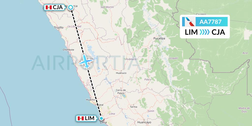 AA7787 American Airlines Flight Map: Lima to Cajamarca