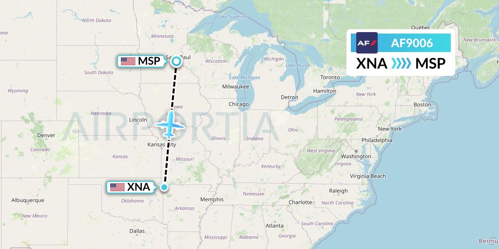 AF9006 Air France Flight Map: Bentonville to Minneapolis