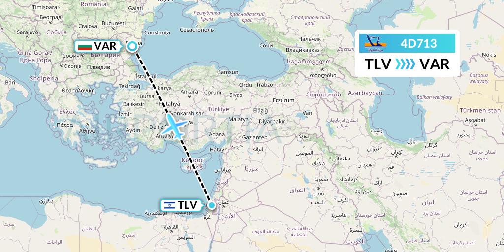 4D713 Air Sinai Flight Map: Tel Aviv to Varna