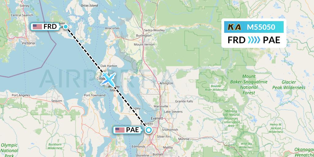 M55050 Kenmore Air Flight Map: Friday Harbor to Everett