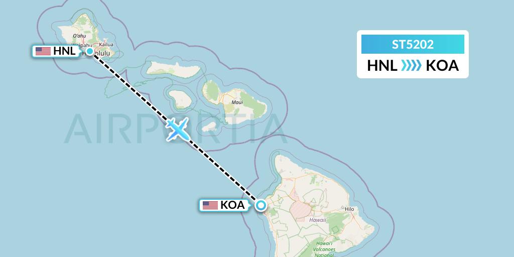 ST5202 Air Thanlwin Flight Map: Honolulu to Kailua-Kona