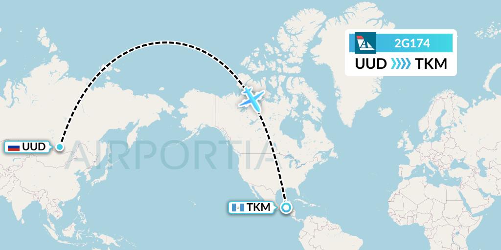 2G174 Angara Airlines Flight Map: Ulan-Ude to Tikal