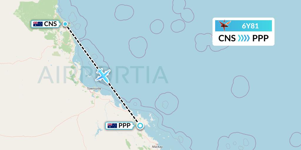 6Y81 SmartLynx Flight Map: Cairns to Proserpine