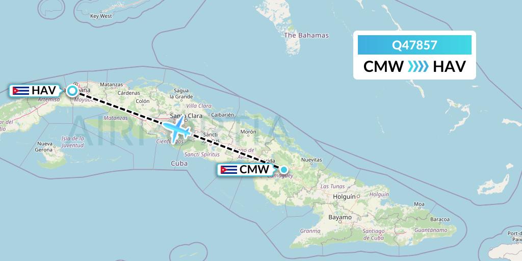 Q47857 Euroairlines Flight Map: Camaguey to Havana