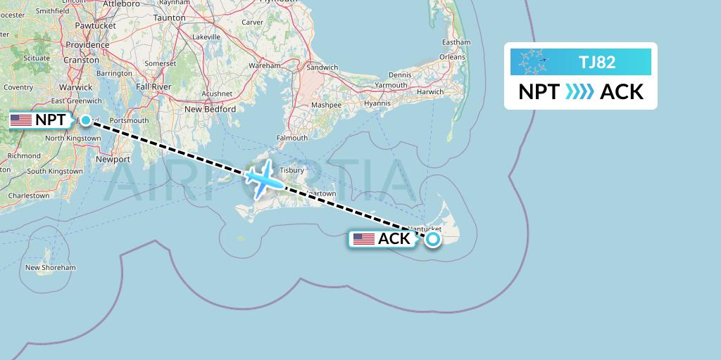 TJ82 Tradewind Aviation Flight Map: Newport to Nantucket