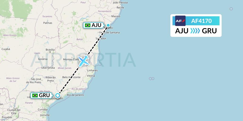 AF4170 Air France Flight Map: Aracaju to Sao Paulo
