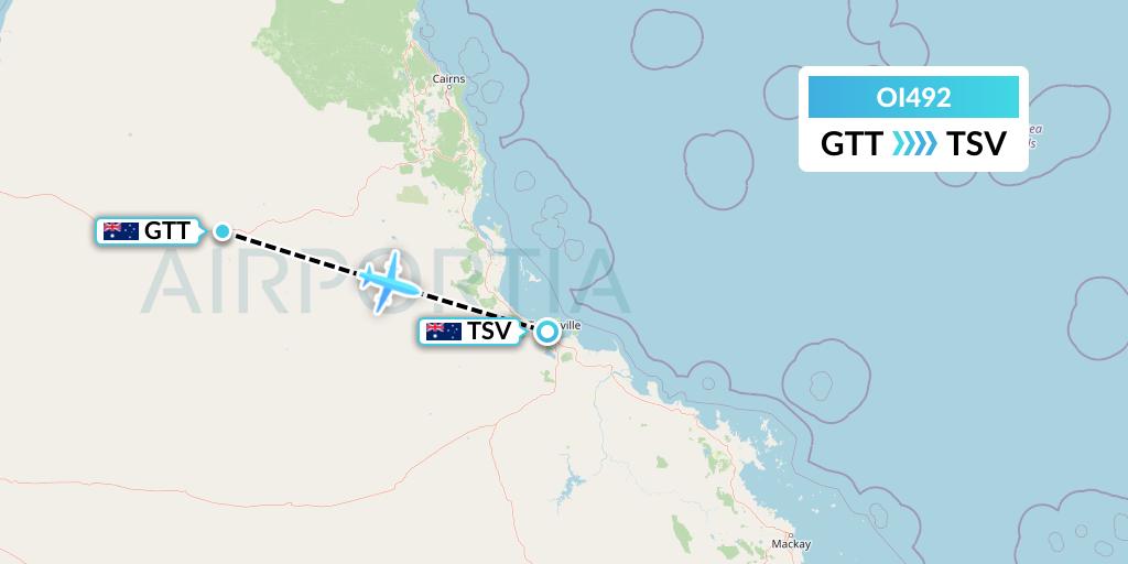 OI492 Hinterland Aviation Flight Map: Australia to Townsville