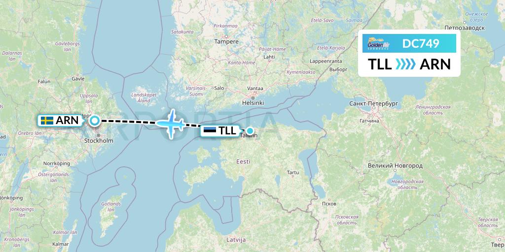 DC749 Braathens Regional Flight Map: Tallinn to Stockholm