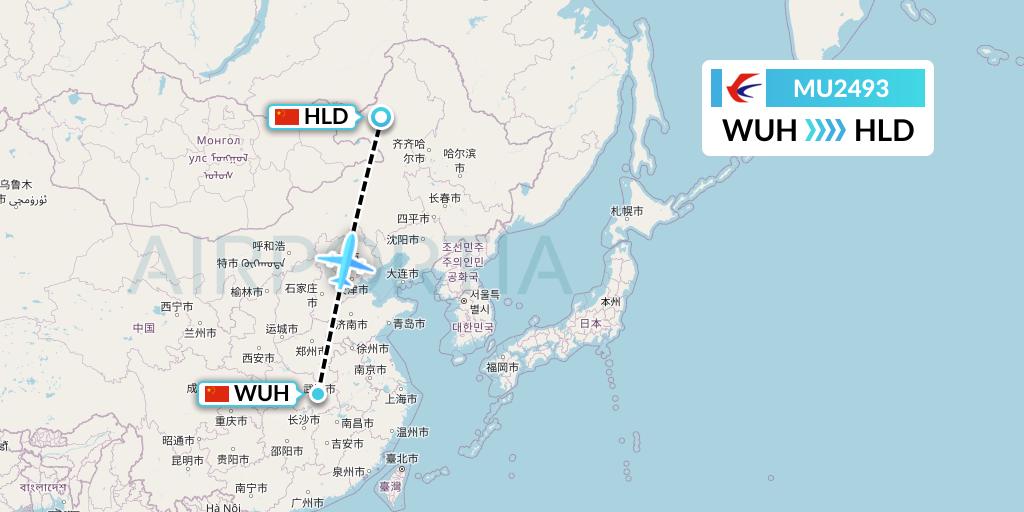 MU2493 China Eastern Airlines Flight Map: Wuhan to Hailar