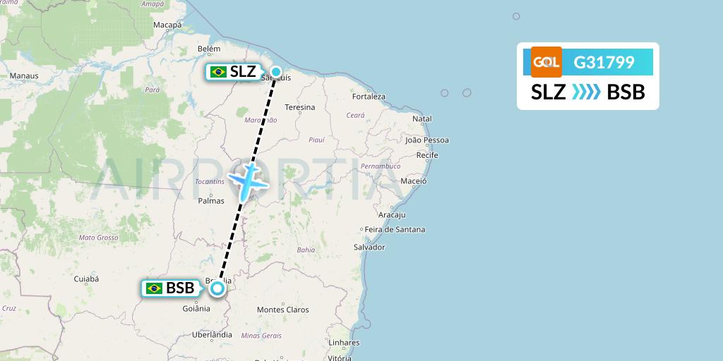 G31799 GOL Transportes Aeros Flight Map: Sao Luis to Brasilia