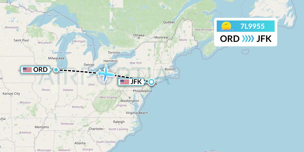7L9955 Silk Way West Airlines Flight Map: Chicago to New York